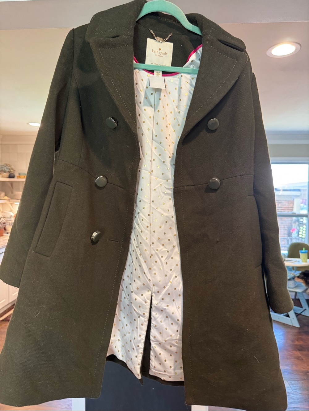 Kate Spade olive Double-Breasted Wool Coat - Women's